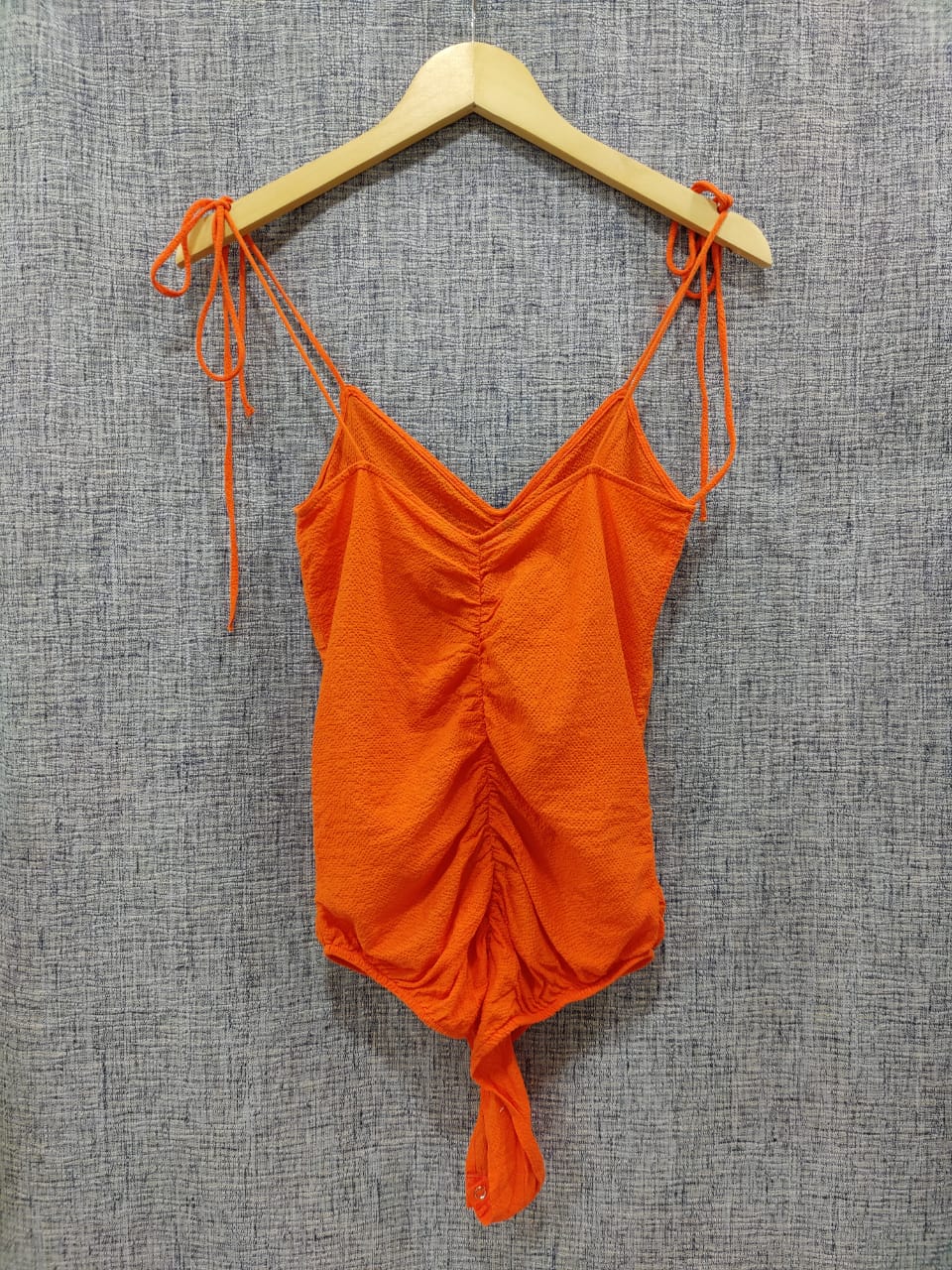 ZARA Orange Ruched Bodysuit