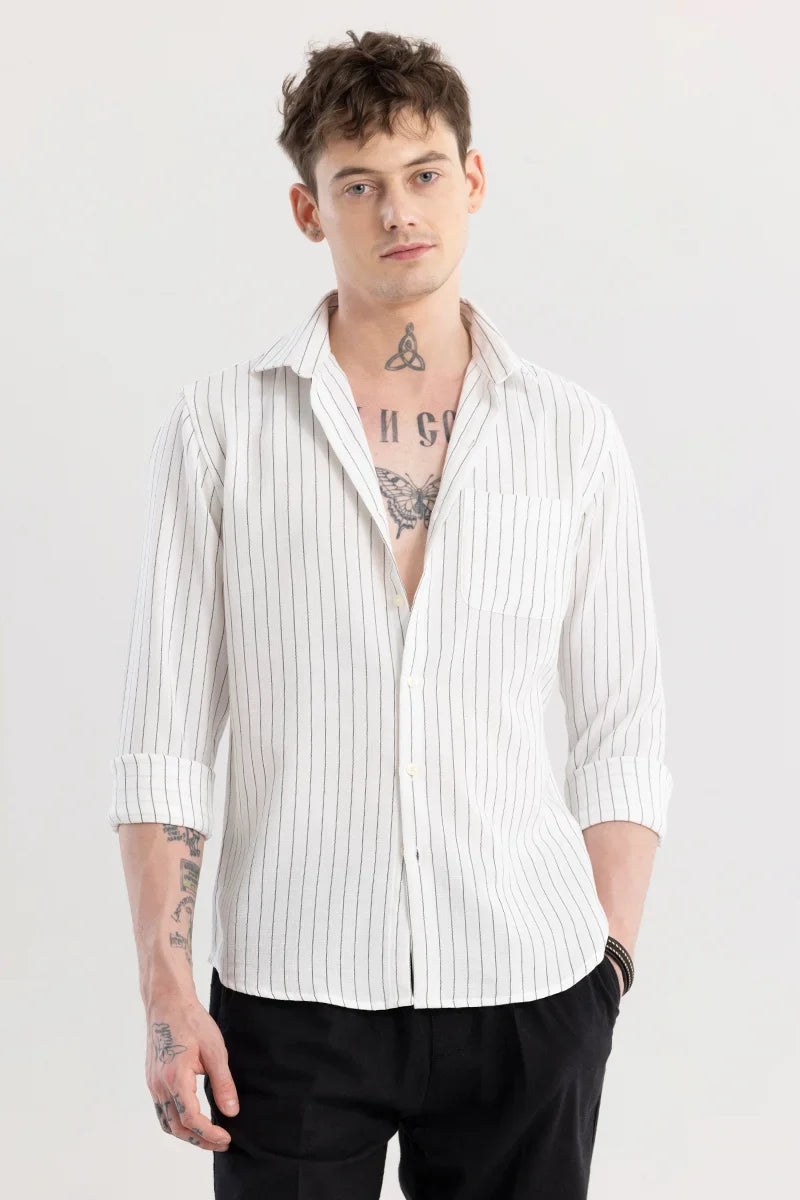 Linen Line White Stripe Shirt | Relove