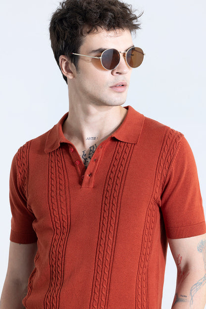 Infiniteknit Vermillion Red Polo T-Shirt | Relove