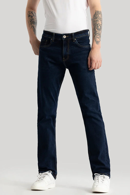 Olivier Navy Plain Straight Fit Jeans | Relove