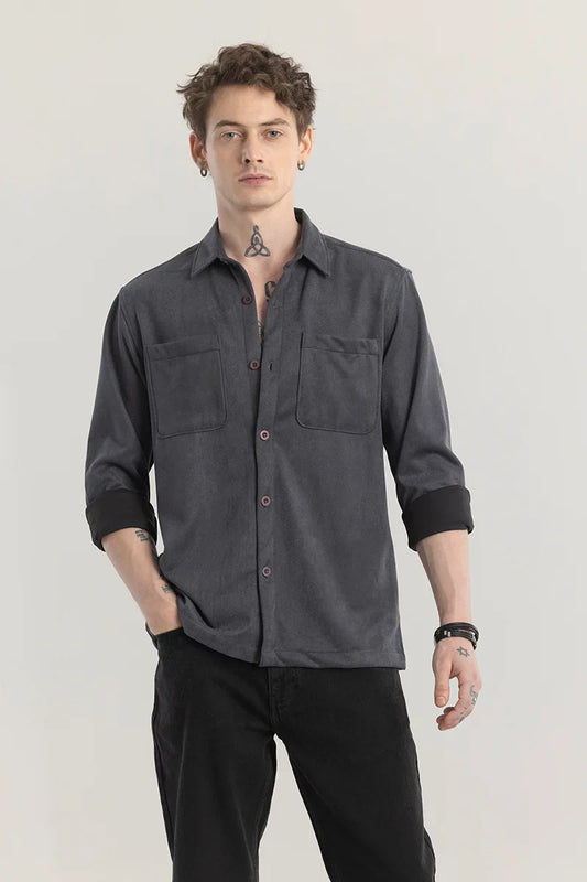 Suedineer Ash Grey Plain Shirt | Relove