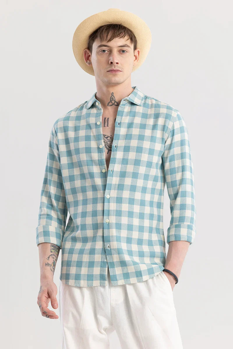 Elysium Ocean Blue Checks Shirt | Relove