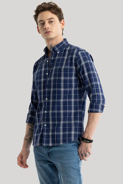 Enzo Navy Checks Shirt | Relove