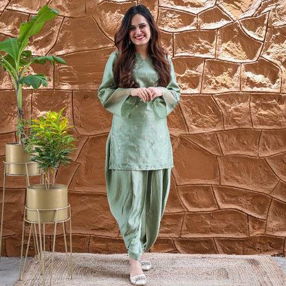 Mint Shade Dhoti Set | Relove