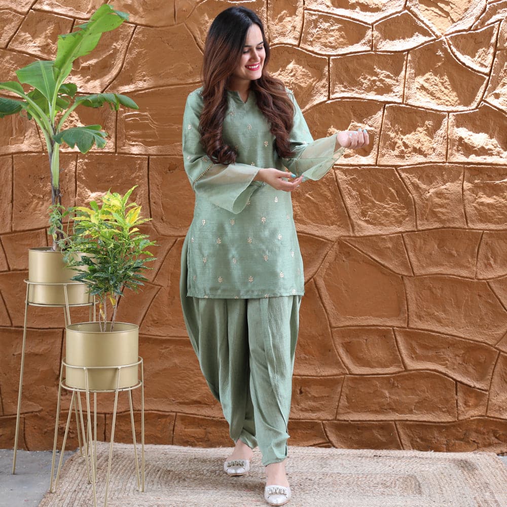 Mint Shade Dhoti Set | Relove