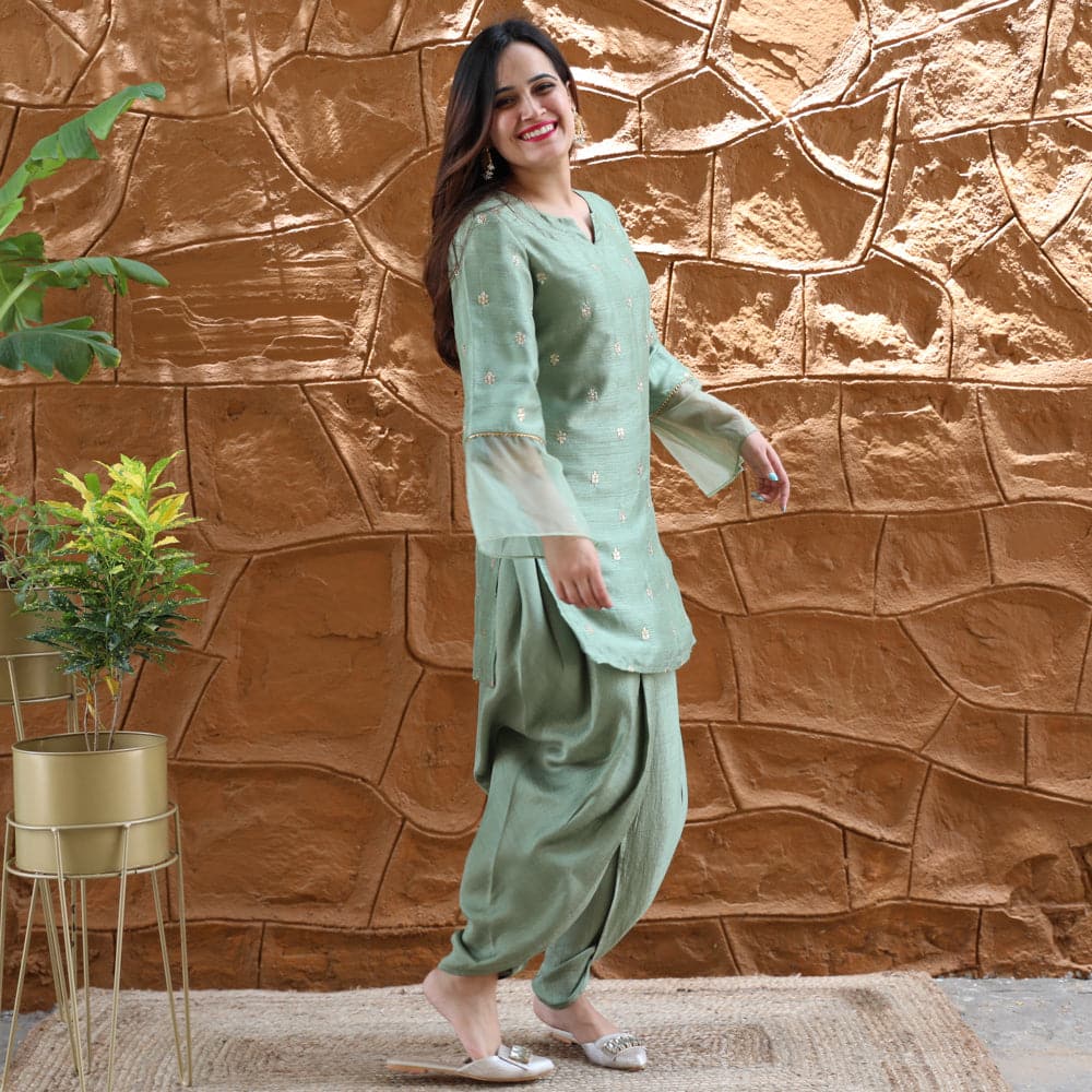 Mint Shade Dhoti Set | Relove