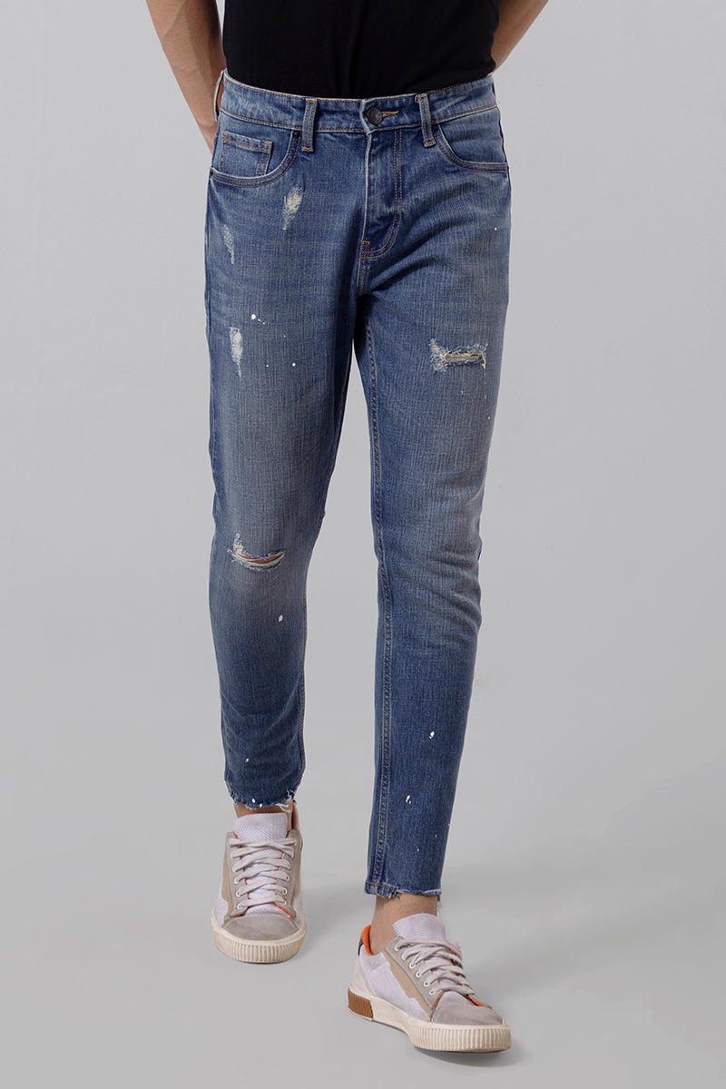 Stained Blue Skinny Jeans | Relove