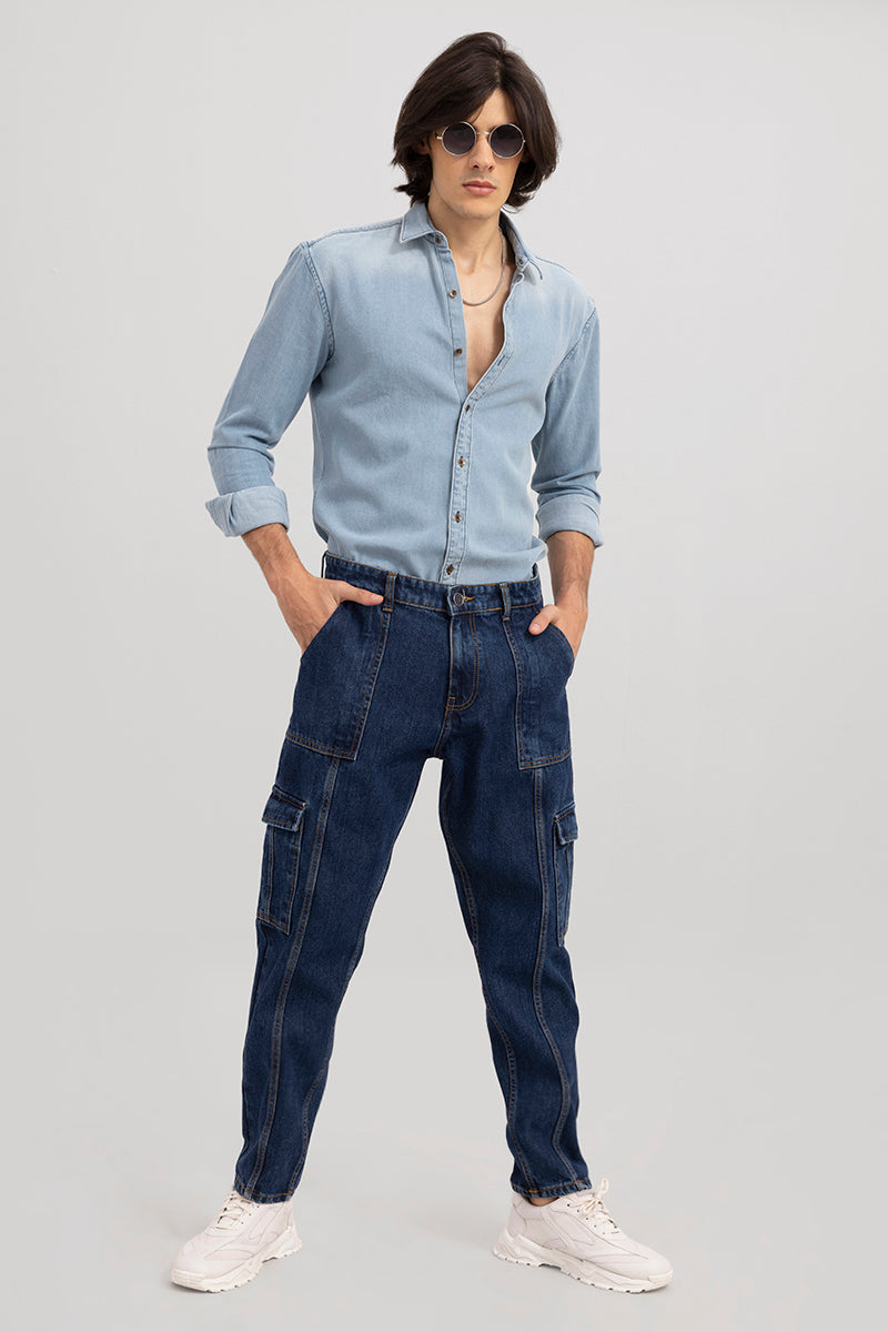 Hip Hop Blue Baggy Cargo Jeans | Relove