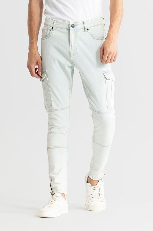 Vintage Ice Washed Blue Cargo Skinny Jeans | Relove