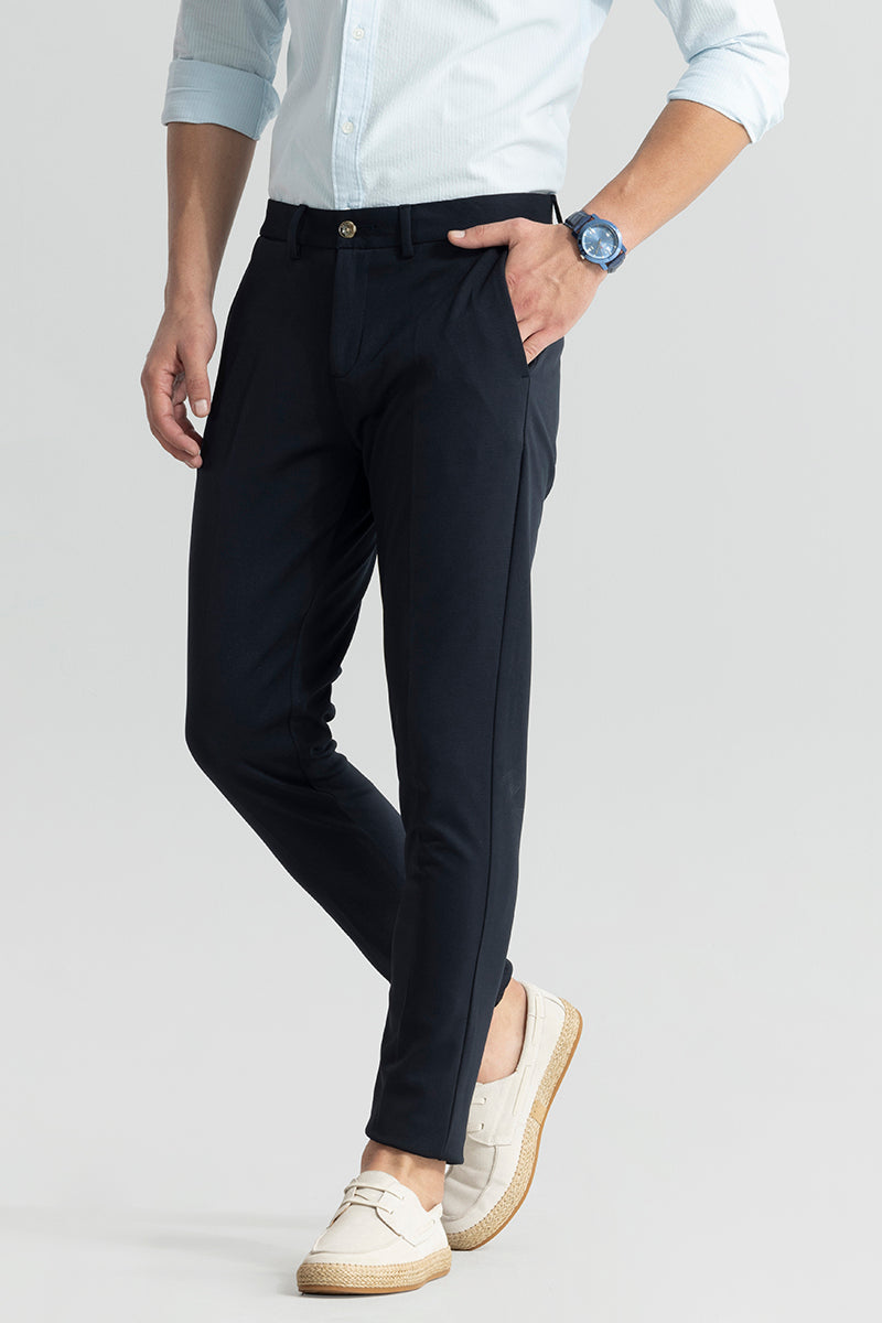 Weave Knit Navy Trouser | Relove