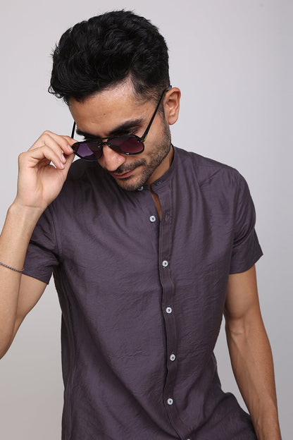 Crumple Plum Grey Shirt | Relove