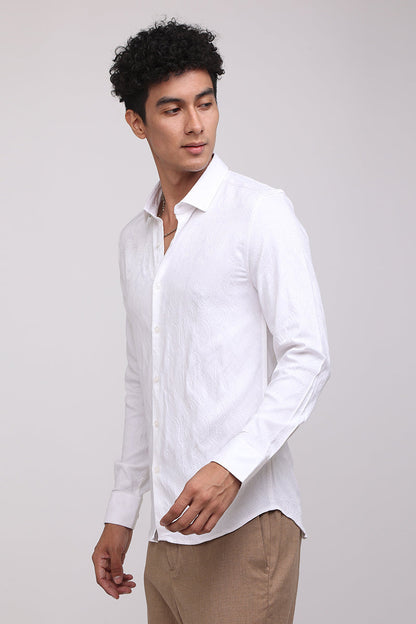 Modern Paisley White Jacquard Shirt | Relove