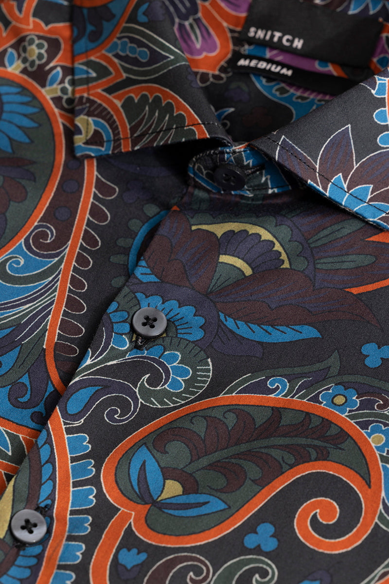 Bohemian Paisley Black Shirt | Relove