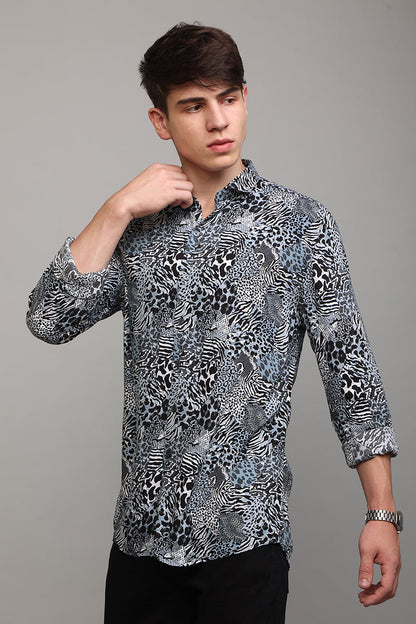 Animal Montage Grey Shirt | Relove