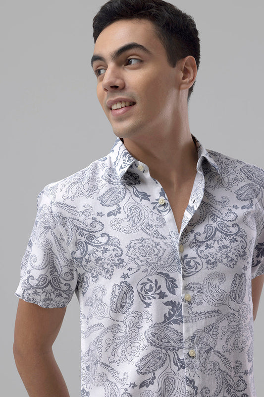 Grey Paisley White Shirt | Relove