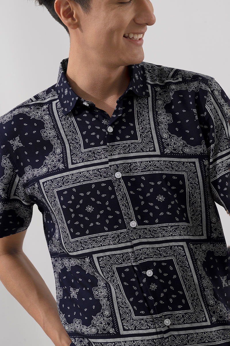 Galaxy Paisley Navy Shirt | Relove