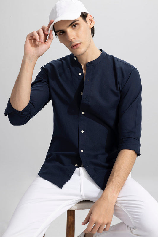 Fang Linen Navy Shirt | Relove