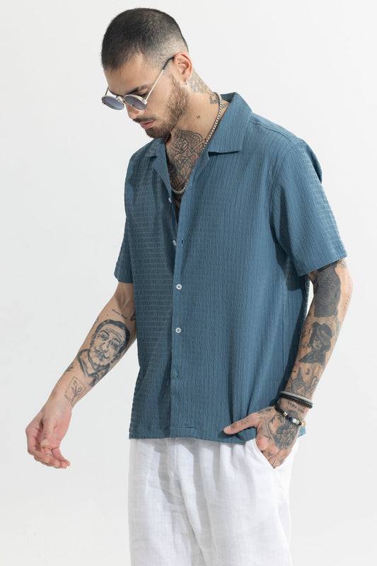 Absolute Seer Sucker Steel Blue Shirt | Relove