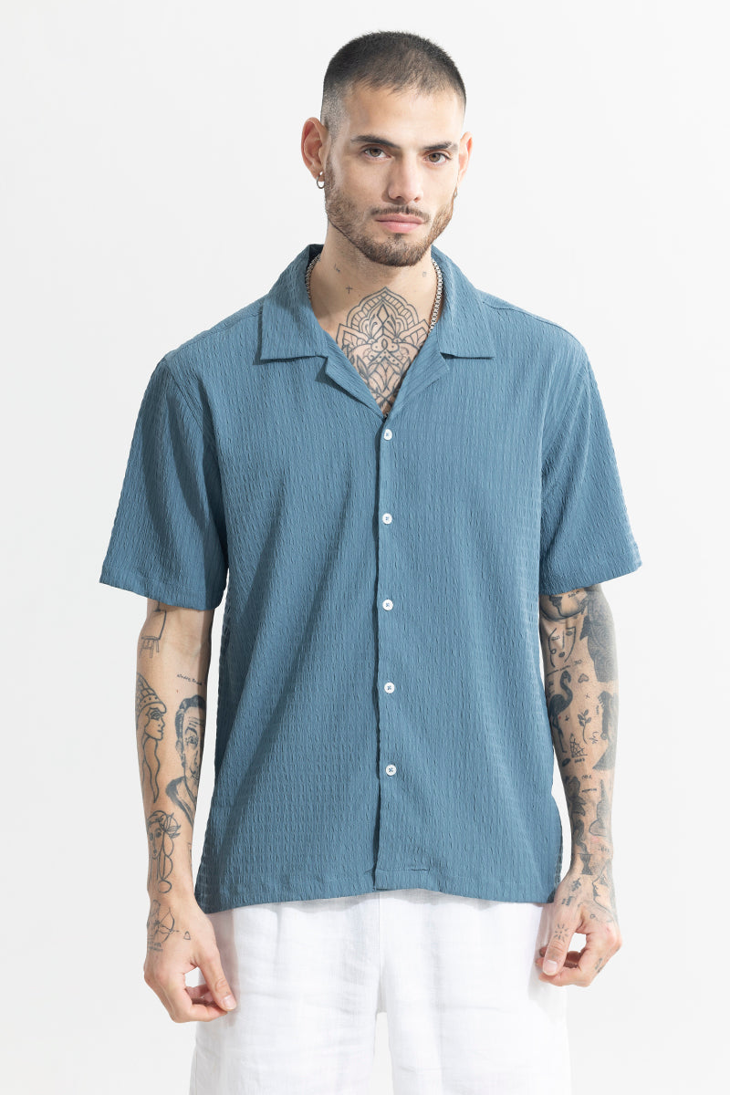 Absolute Seer Sucker Steel Blue Shirt | Relove