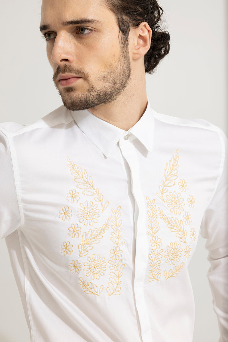 Florists White Embroidery Shirt | Relove