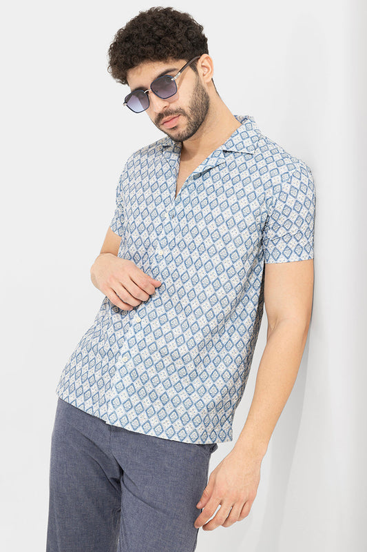 Ace Leaf Blue Embroidery Shirt | Relove