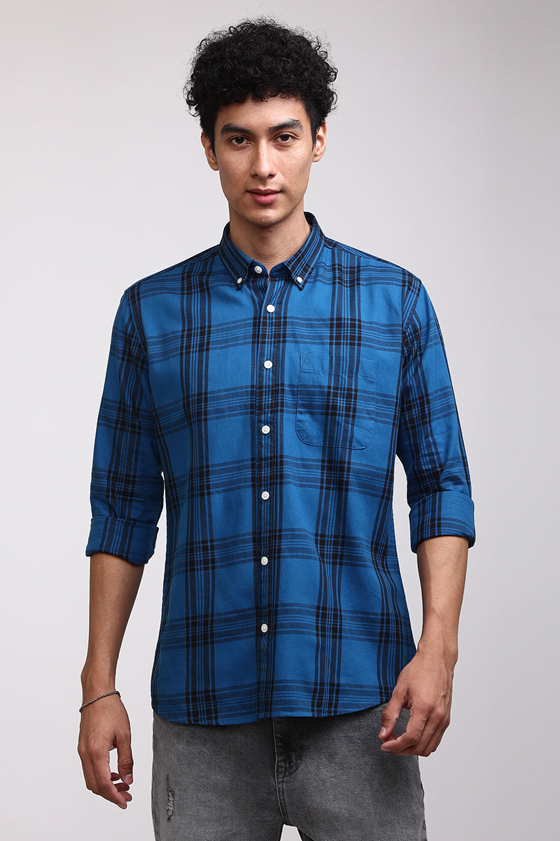 Quirky Checks Royal Blue Shirt | Relove