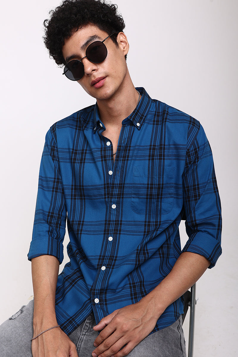 Quirky Checks Royal Blue Shirt | Relove