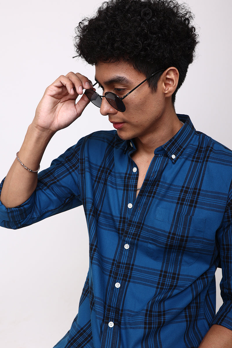 Quirky Checks Royal Blue Shirt | Relove