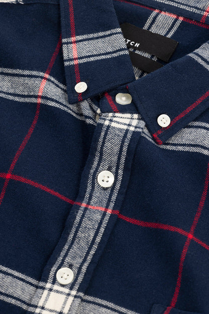 Wide-Woven Check Navy Shirt | Relove