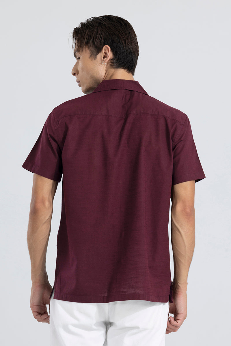 Cambric Linen Maroon Shirt | Relove