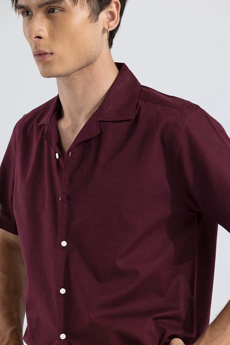 Cambric Linen Maroon Shirt | Relove