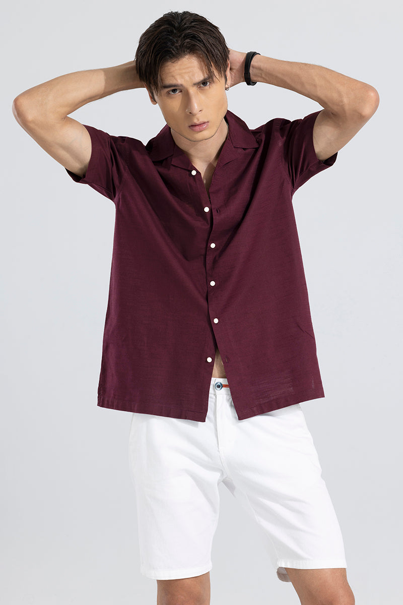 Cambric Linen Maroon Shirt | Relove