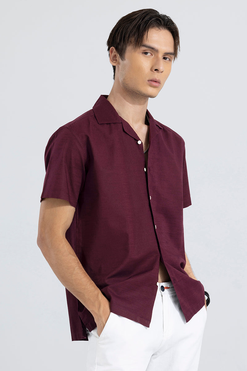 Cambric Linen Maroon Shirt | Relove