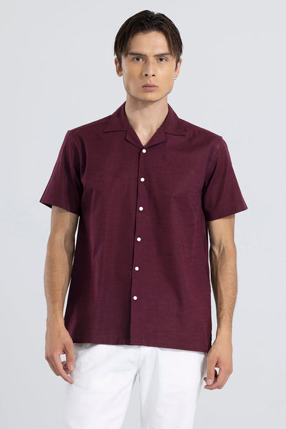 Cambric Linen Maroon Shirt | Relove