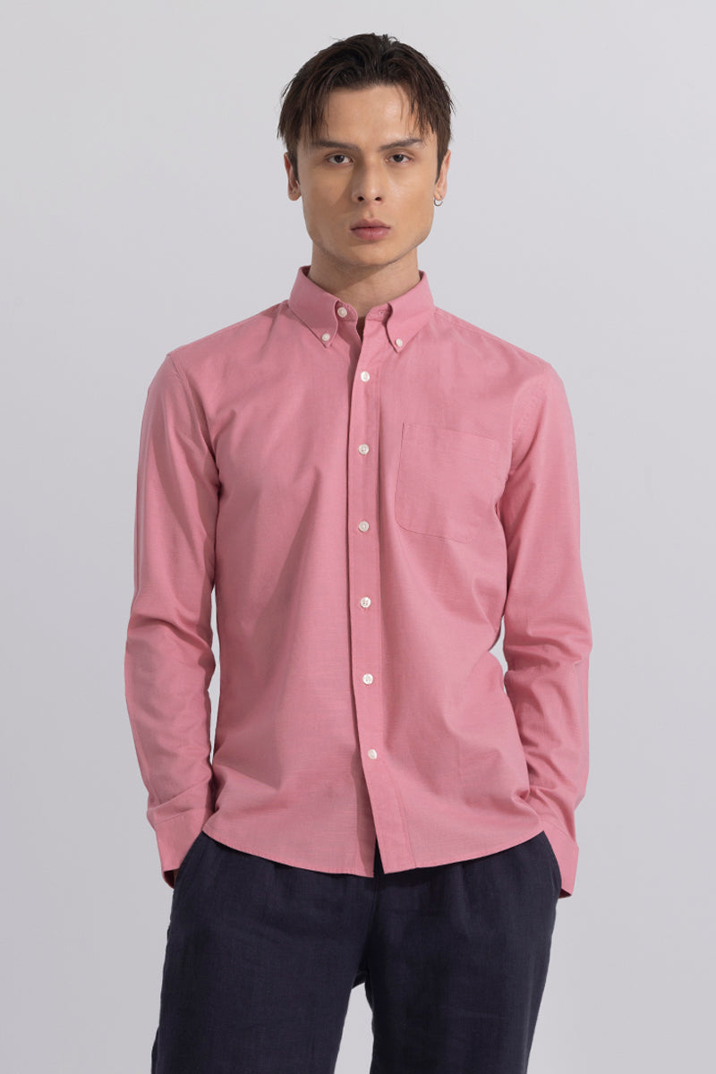 Linen Blend Coral Pink Shirt | Relove