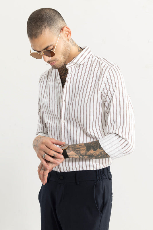 Dual Line Stripe White Shirt | Relove