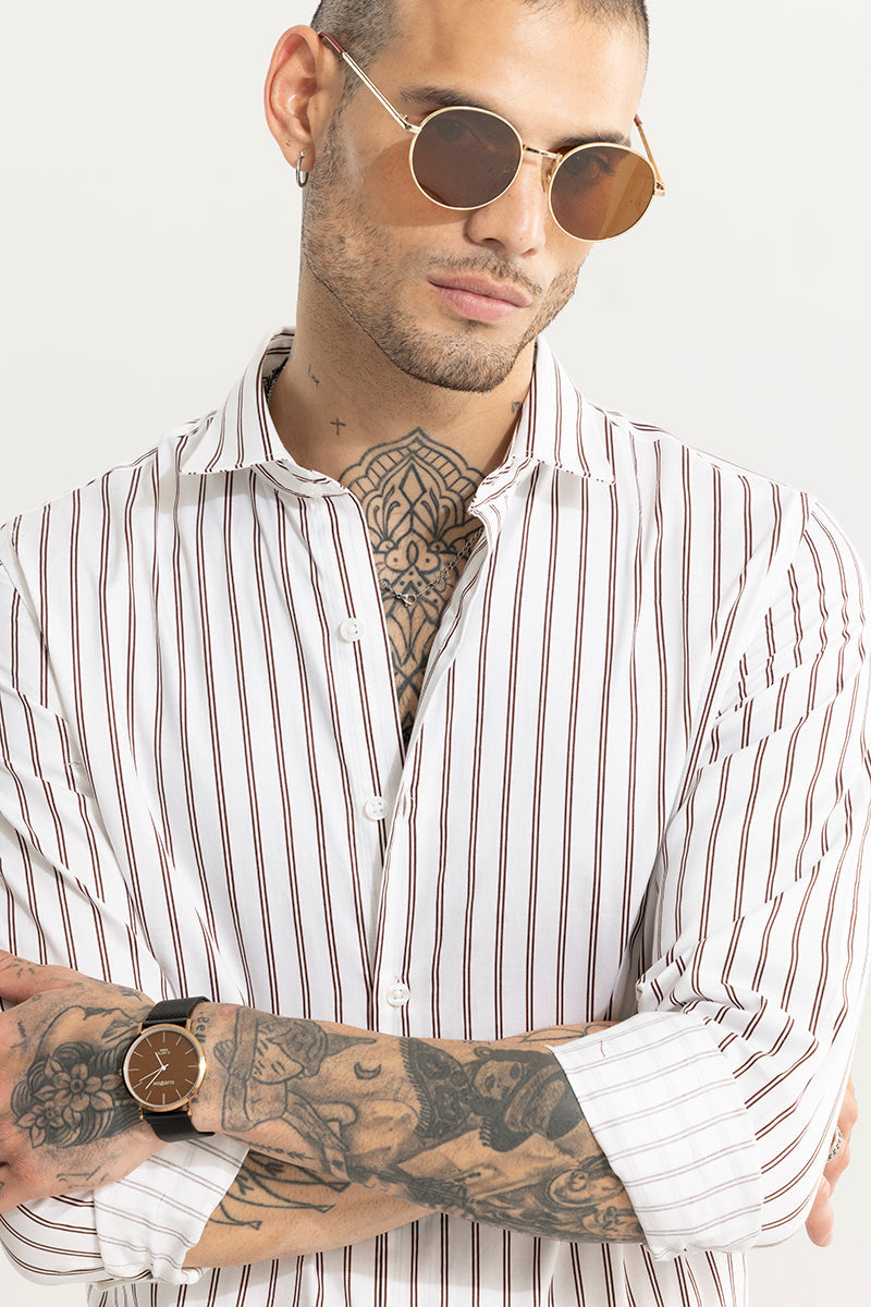 Dual Line Stripe White Shirt | Relove