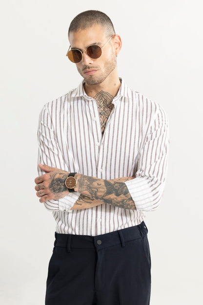 Dual Line Stripe White Shirt | Relove