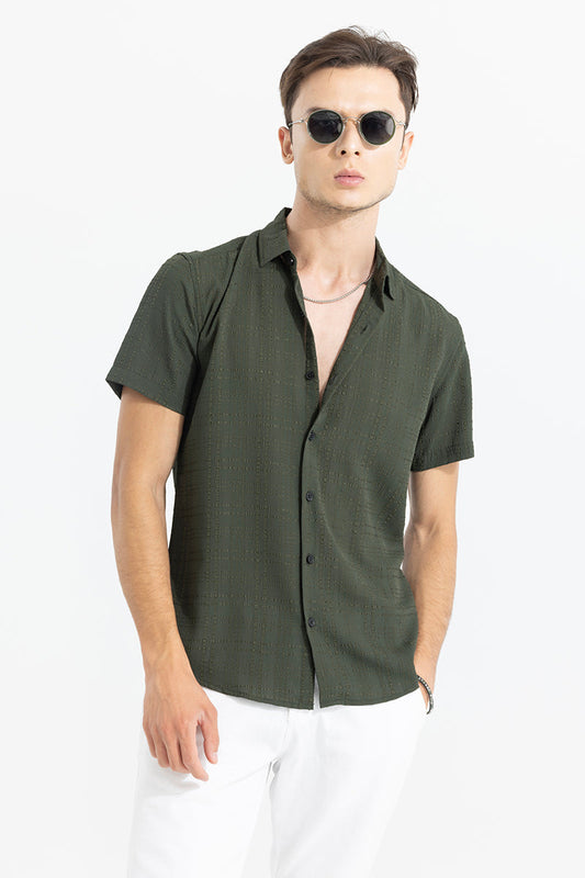 Bubble Line Green Seer Sucker Shirt | Relove