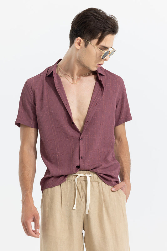 Bubble Line Mauve Seer Sucker Shirt | Relove