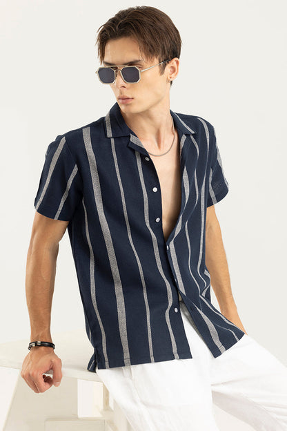 Astral Weave Stripe Navy Shirt | Relove