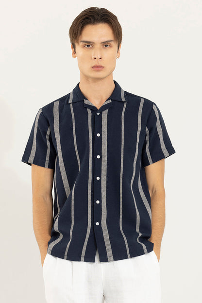 Astral Weave Stripe Navy Shirt | Relove