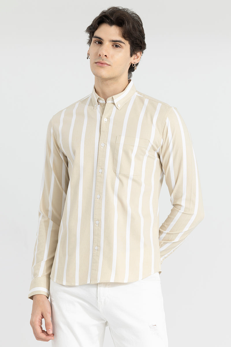 Pencil Stripe Beige Shirt | Relove