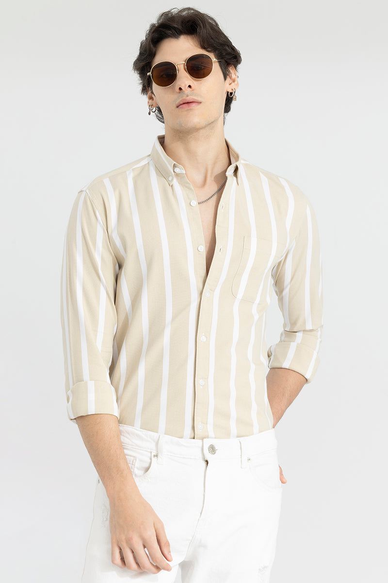 Pencil Stripe Beige Shirt | Relove