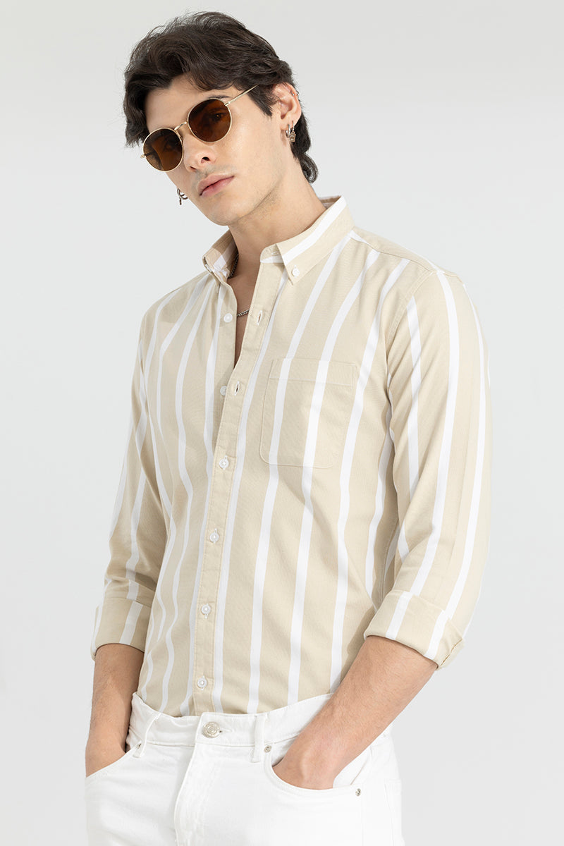 Pencil Stripe Beige Shirt | Relove