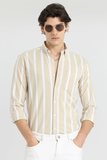 Pencil Stripe Beige Shirt | Relove