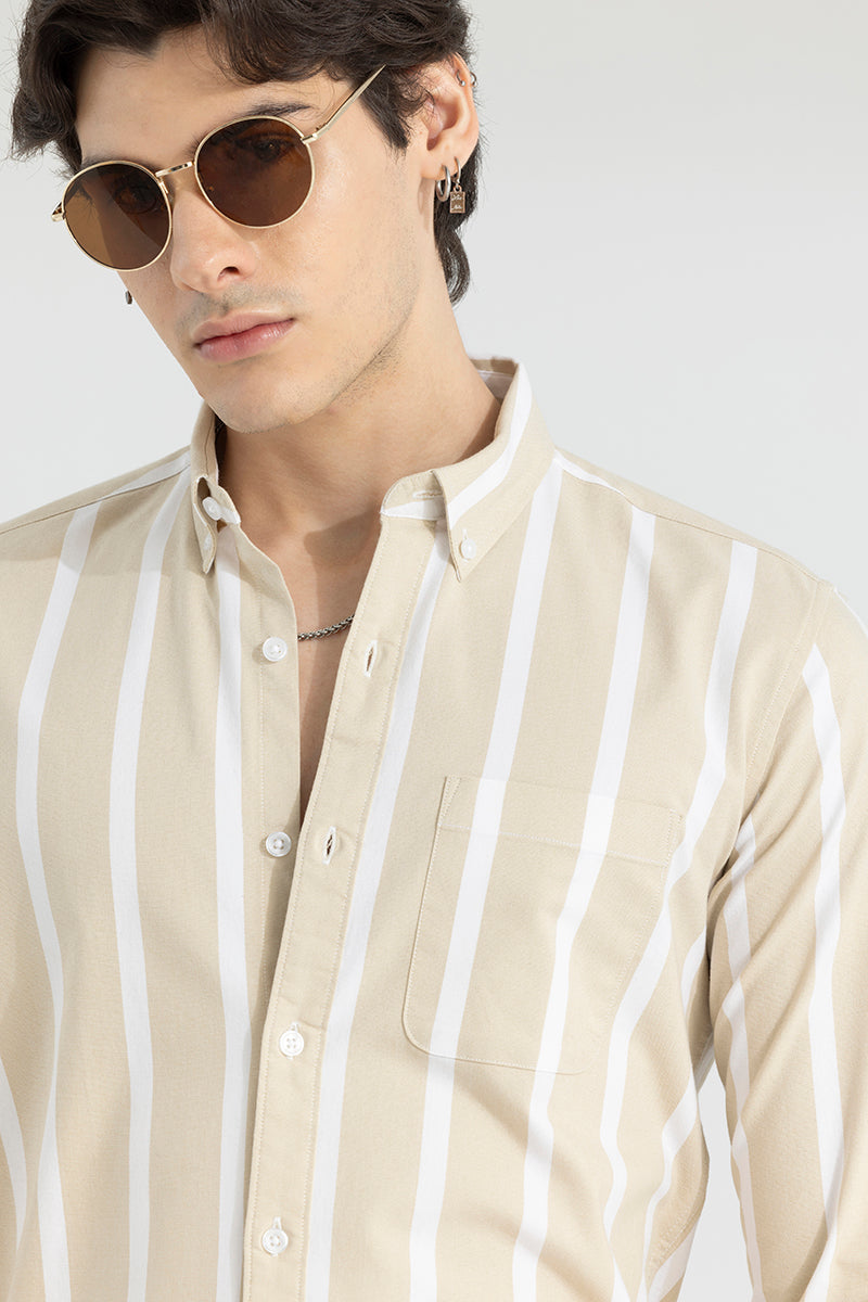 Pencil Stripe Beige Shirt | Relove