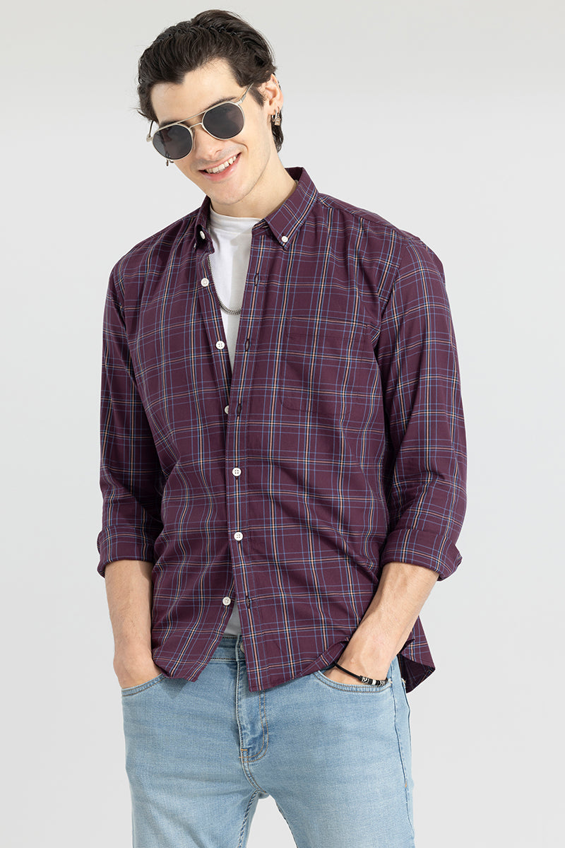 Modest Check Wine Shirt | Relove