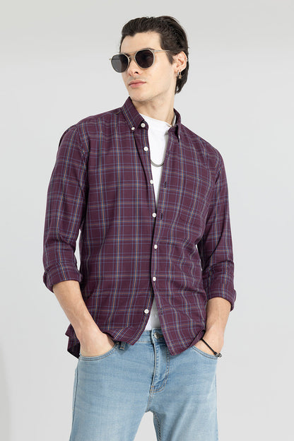 Modest Check Wine Shirt | Relove