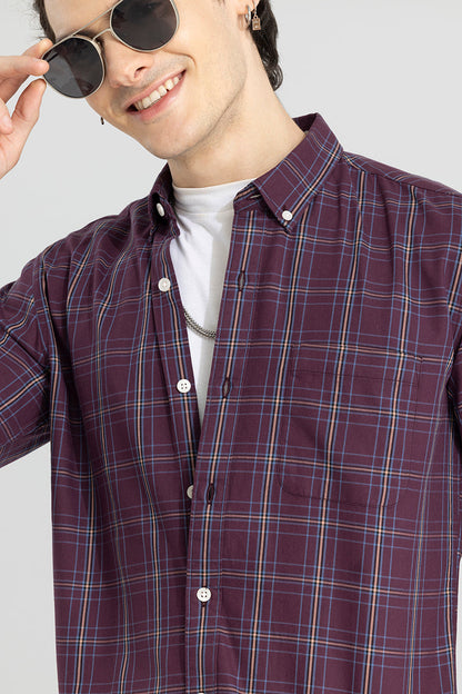 Modest Check Wine Shirt | Relove